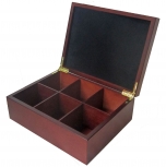 6 count tea box with velvet inside of lid